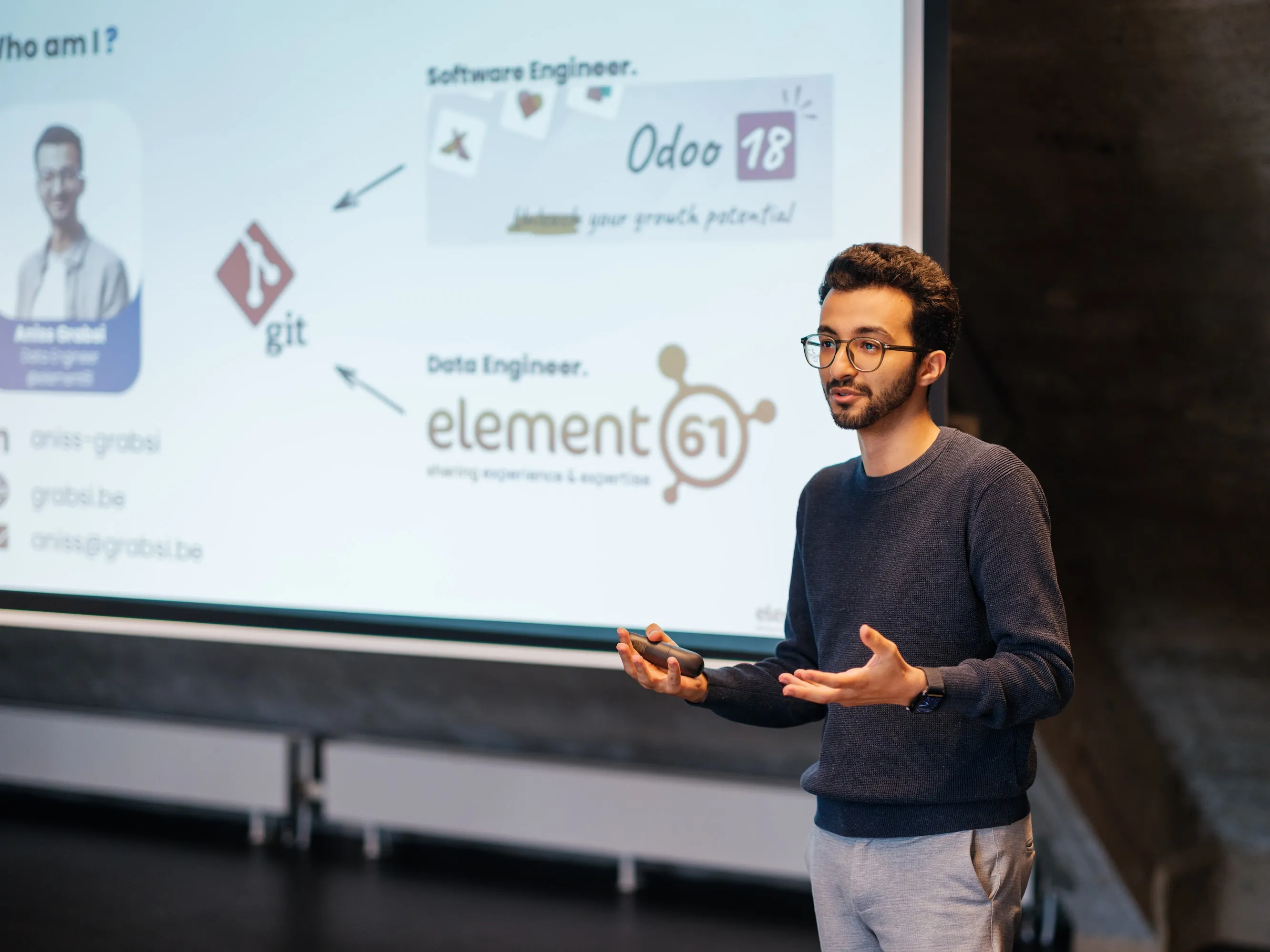 Photo of Aniss presenting at Dataminds Connect